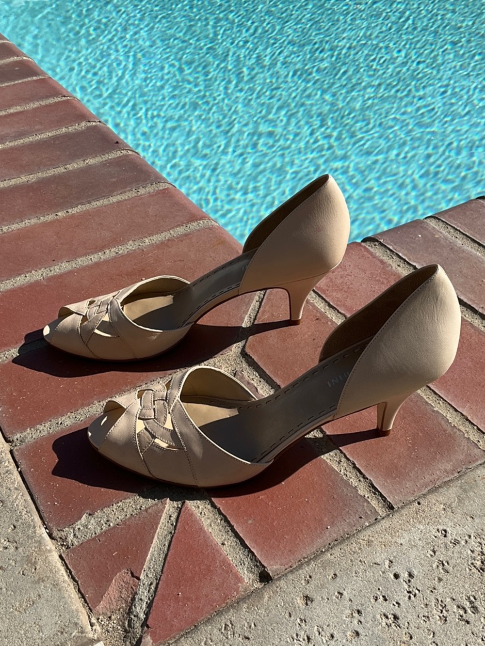 Gianni Bini Beige Peep-Toe D’Orsay Heels